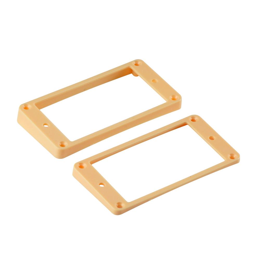 FLEOR 2pcs Plastic Curved Humbucker Pickup Mounting Rings Neck & Bridge Pickup Frames Set Black/Yellow for LP Style Guitar
