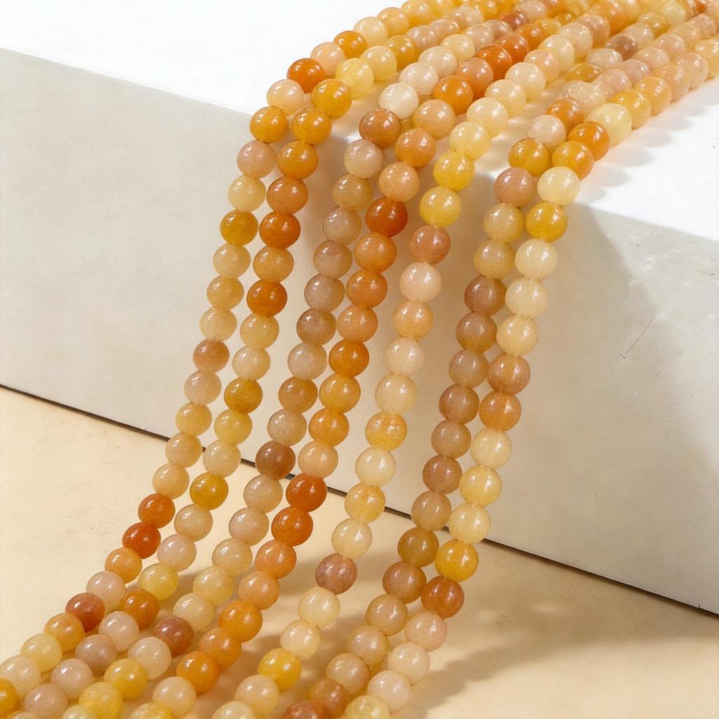 Natural Yellow Aventurine Round Loose Beads for DIY Jewelry and Chalcedony Necklace Crafting