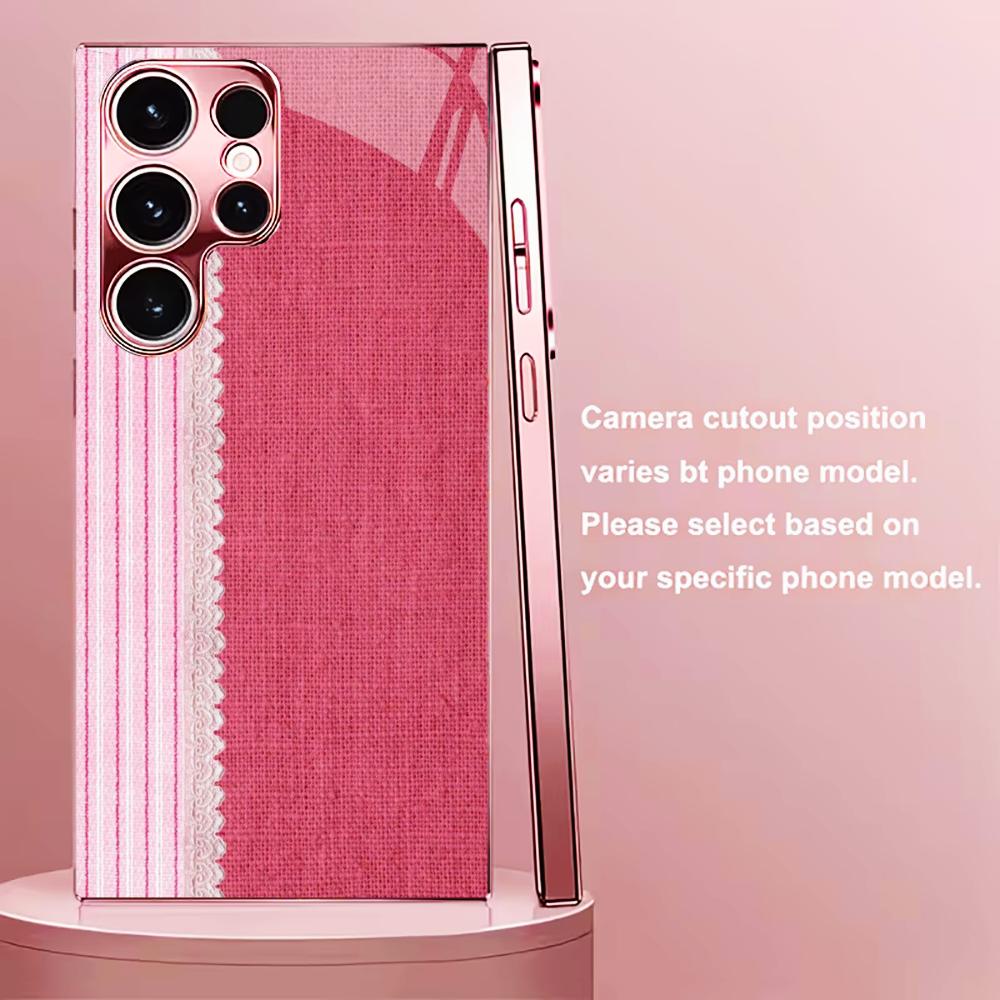 Soft pink gradient PhoneCase for Samsung Galaxy S26 S25 S24 S23 S22 FE Ultra Plus Built-in glass feel bare machine Men women