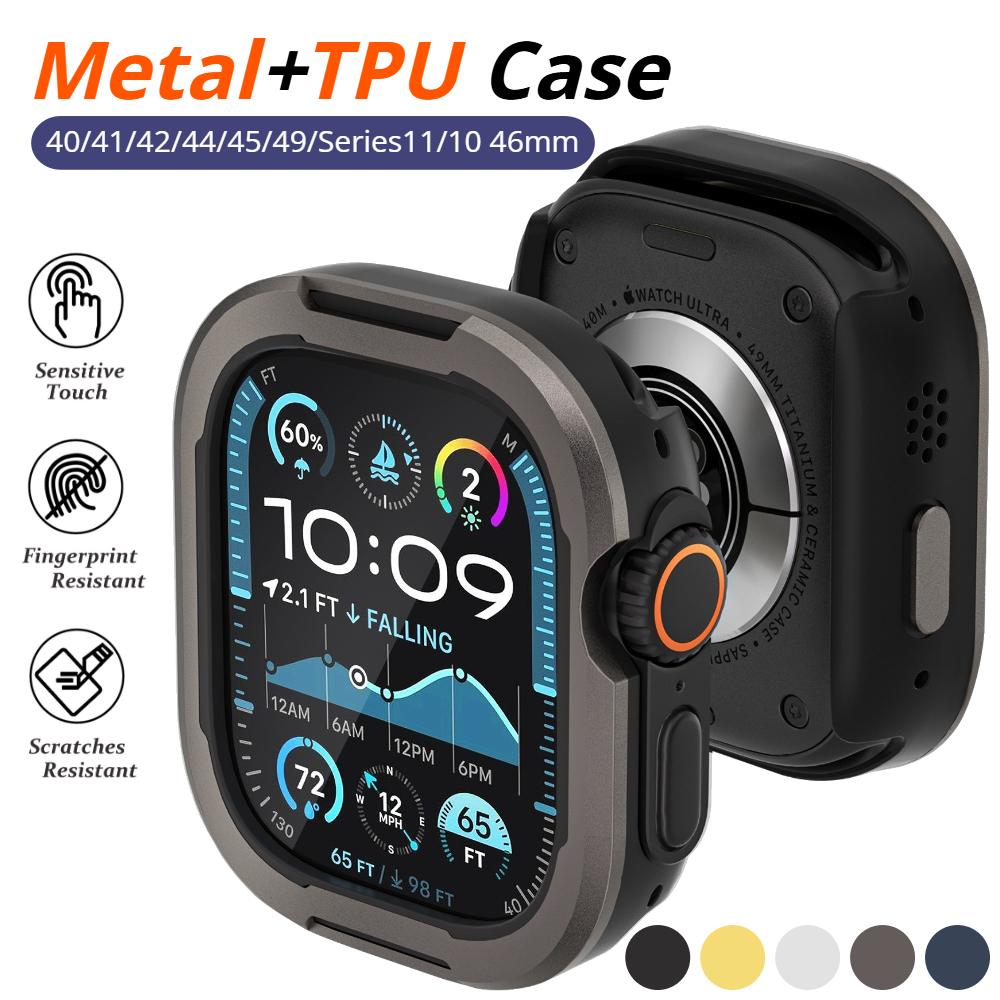 Metal + TPU Case Protector Frame Cover For Apple Watch S11 46mm 42mm 45mm 44mm 40mm 41mm 38mm For iWatch Series 10 9 8 7 6 5 4 SE Ultra 2 49mm