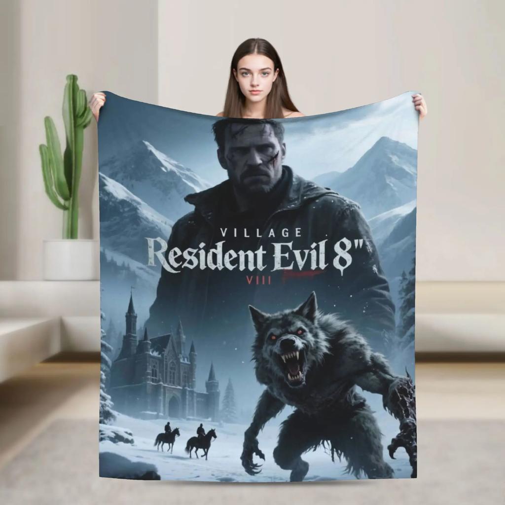 Resident Evil Village Fleece-Decke Warme Bettwäsche Überwurf für den Winter Heimdekoration Kinder Erwachsene Neuheit Tagesdecke