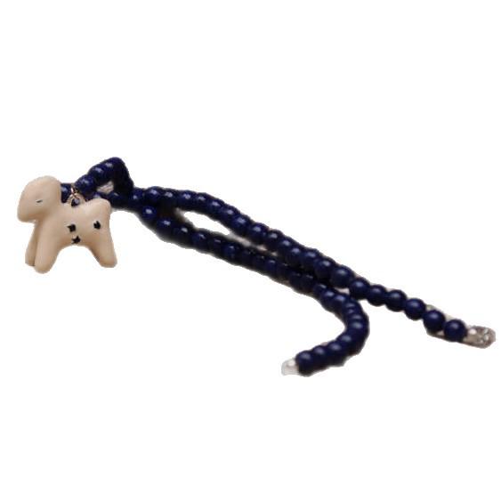 Emaille Pferdeanhänger Halskette mit Lapislazuli-Perlen – Lässiger Urlaubsstil