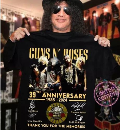 

guns and roses 39-я годовщина винтажная футболка 1985 2024 классическая футболка.webp Унисекс Футболка M