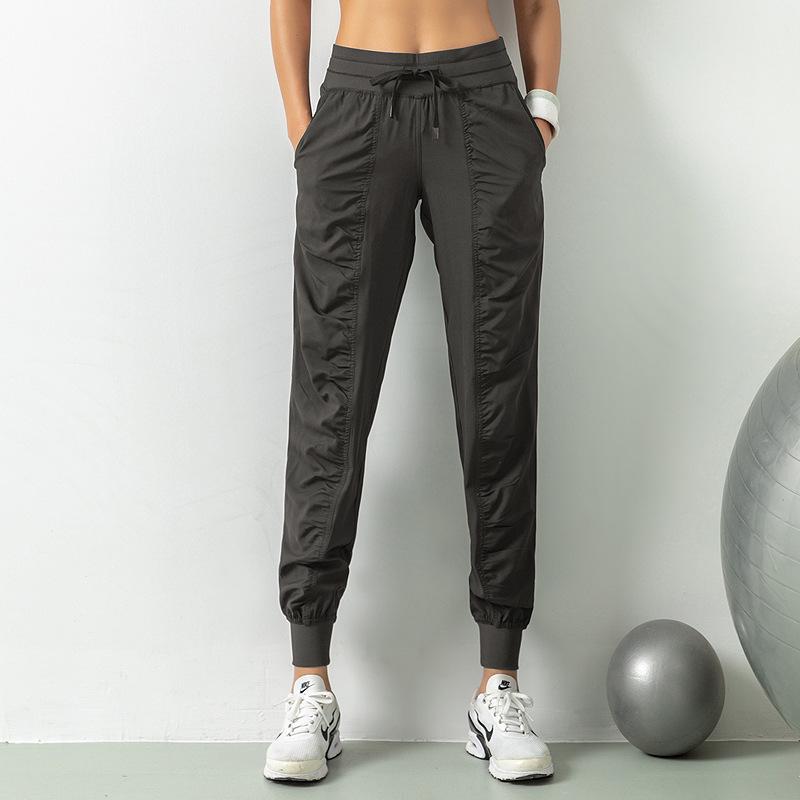 Lulu Women's Lightweight Quick-Dry Pleated Joggers - Breathable, Loose, Slimming, Casual Fitness Pants for Summer Running