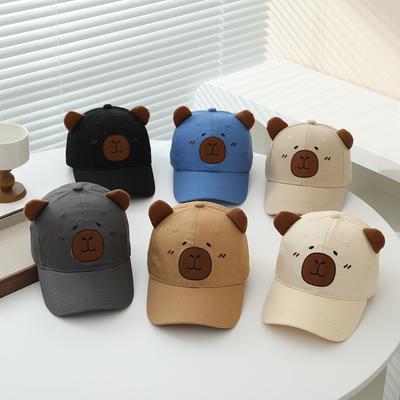 JYL DIY Capybara Kids Cap Letter Embroidered Sun Hat Cotton