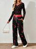 Spring and Autumn Ladies V-Neck Long Sleeve Pants Set Comfortable Casual Versatile Slim Two-piece Set