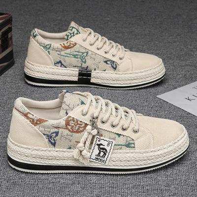 Men's Canvas Shoes Outdoor Sneakers Fashion Lace-up Flat Shoes Breathable Men Vulcanized Shoes Handmade Lightweight Casual Shoe