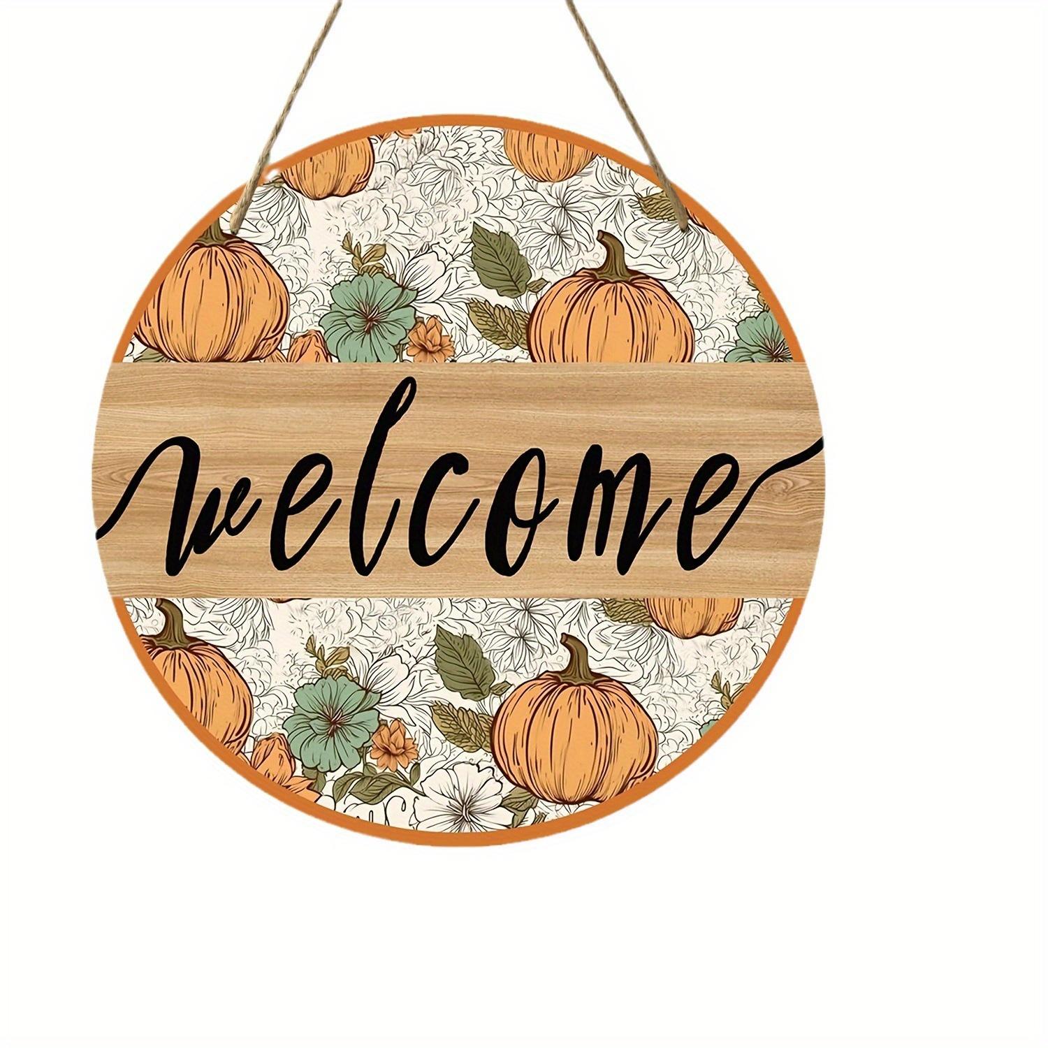 

2D Плоский 20*20см, Осеннее Украшение для Дома, Осенняя Тыква Приветственная Табличка, Деревянное Круглое Креативное Украшение, для Дома, Кухни, Клуба, Сада, Декора для Бара. 20*20cm