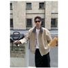 Korean Style Loose Short Turn Down Collar Leather Patch Jacket For Men