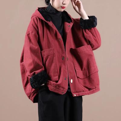 Women's Autumn  Quilted Jacket  Loose Retro Ethnic Style Buckle Thickened  Coat