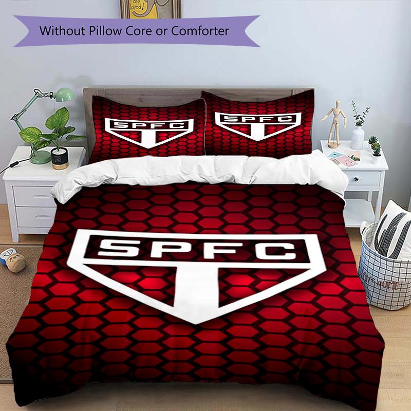 Paulo Fc Emblem Printed Pattern Duvet Cover Set – Includes 1 Duvet Cover and 2 Matching Pillowcases Bedroom Decor Christmas Gifts