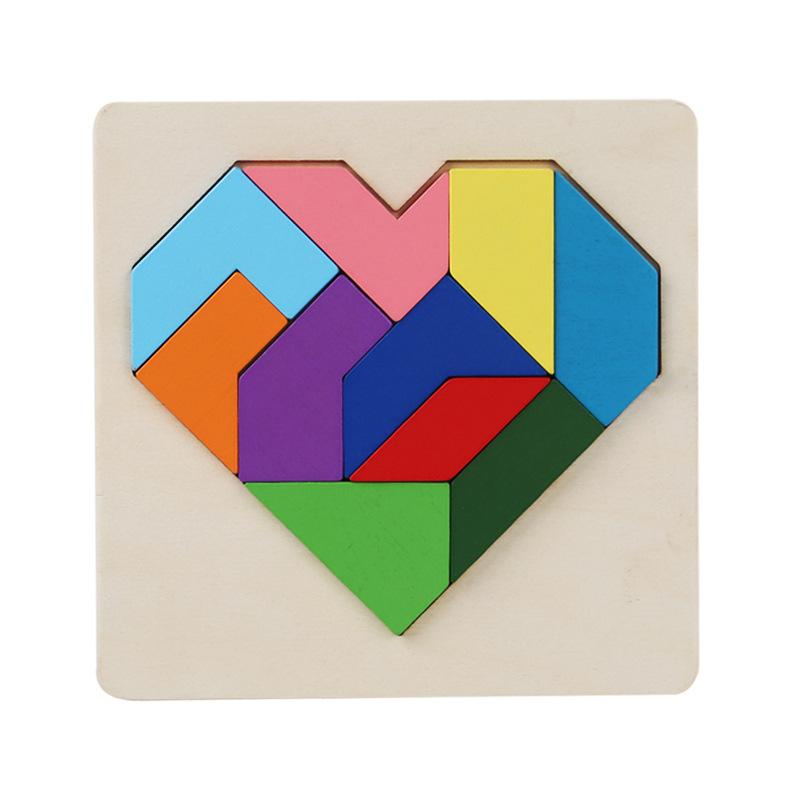 

Деревянные игрушки Монтессори 3D Двусторонняя головоломка Танграм Математические игрушки Доска для развития хватательных навыков у младенцев Головоломка на сопоставление форм Развивающие игрушки разноцветный