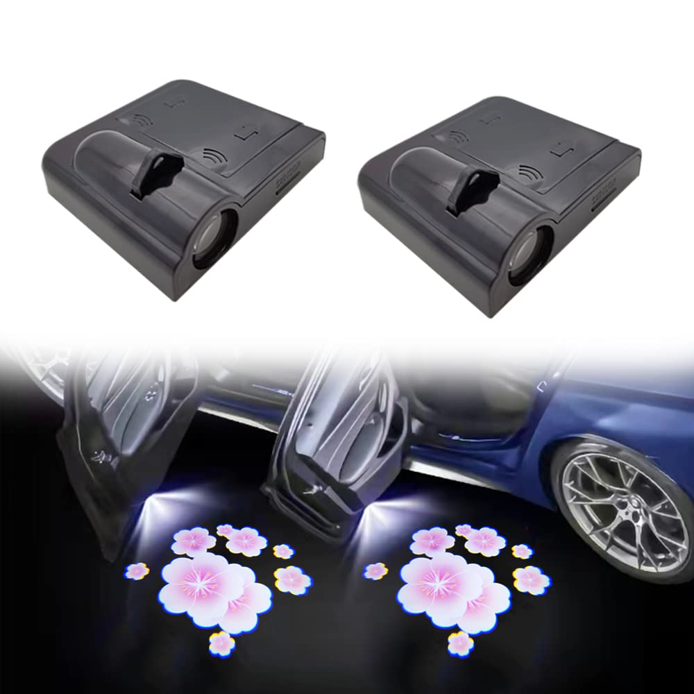2pcs Universal Honda Radio Car Logo Light LED Welcome Ride Vellfire Door Curtain Light (Cherry Blossom)