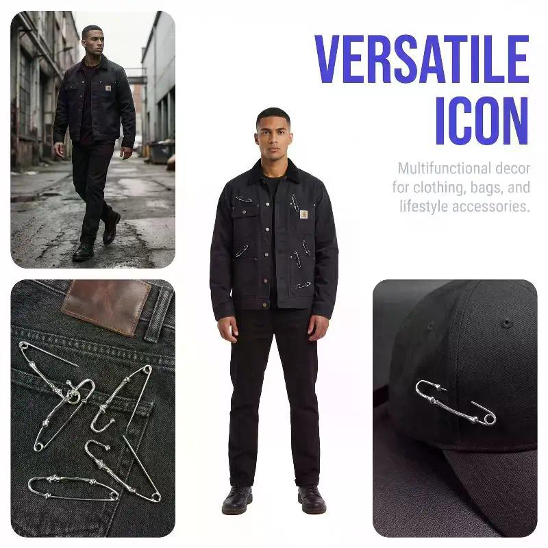 Bone Shape Metal Punk Brooch Irregular Badge for Suit Party Event Fashion Statement Accessory