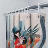 Modern Home Decor Shower Curtain With Floral Design Featuring A Cute Girl Holding Flowers Blue White Floral Print Easy Installat