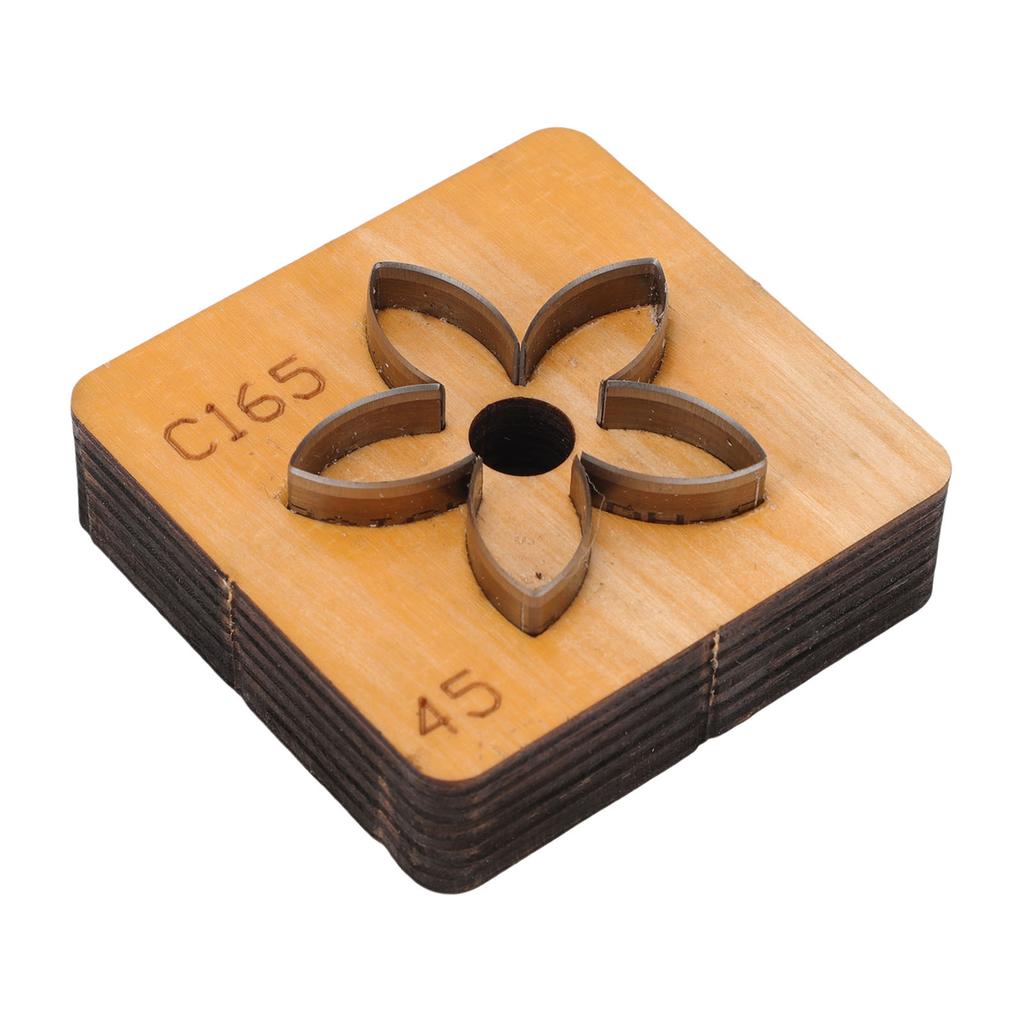 Wykrojnik do skóry w kształcie kwiatu   Drewniana podstawa Stal węglowa Forma do wycinania skóry w kształcie kwiatu do rzemiosła