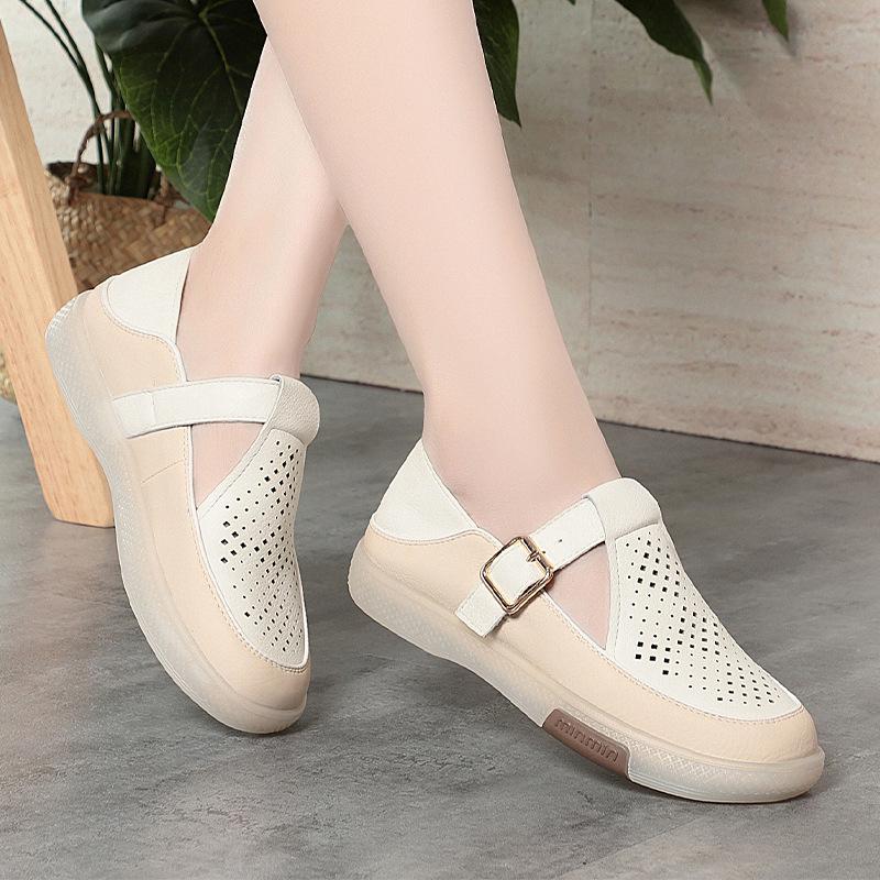 

Модная мамина обувь Удобная обувь на плоской подошве для женщин Обувь для женщин среднего и пожилого возраста Летняя кожаная обувь на мягкой подошве 35