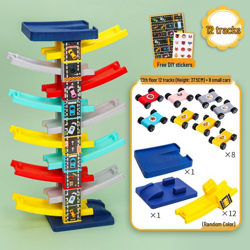 Multi-Layer Educational Inertial Gliding Track Toy Car for Kids Aged 3-6