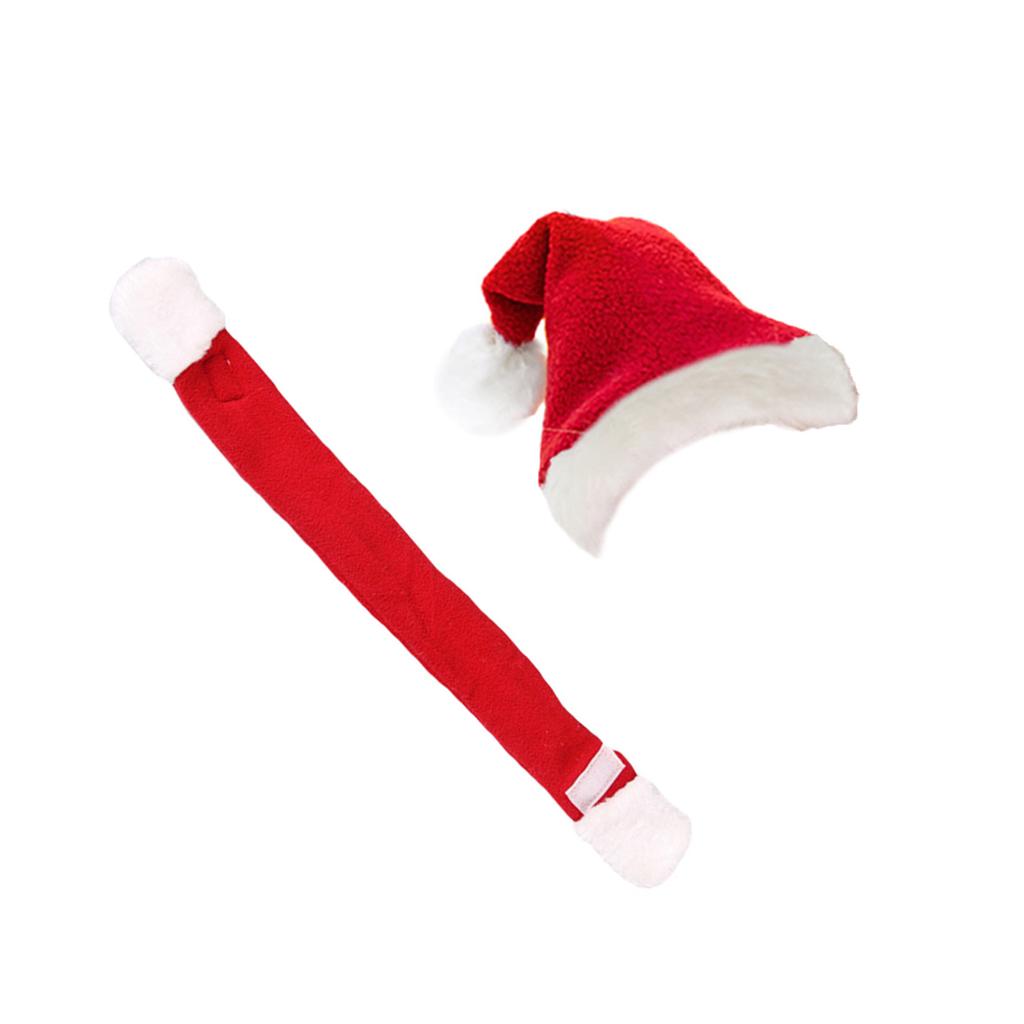Funny Santa Hat Pet Headwear Photo Props with Scarf for Cats and Dogs for Holiday Photoshoots and Parties
