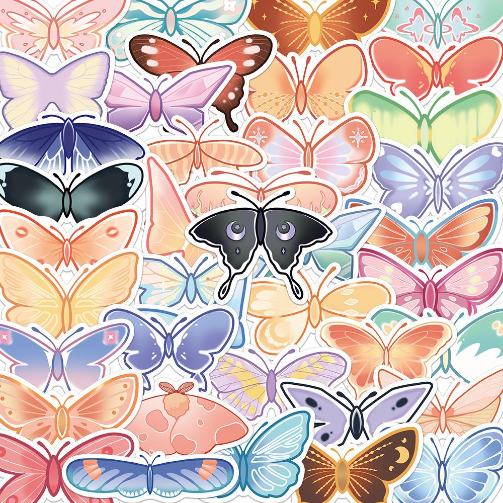 40 Cartoon Colorful Butterfly Graffiti Stickers Trolley Box Water Cup Diary Waterproof DIY Stickers