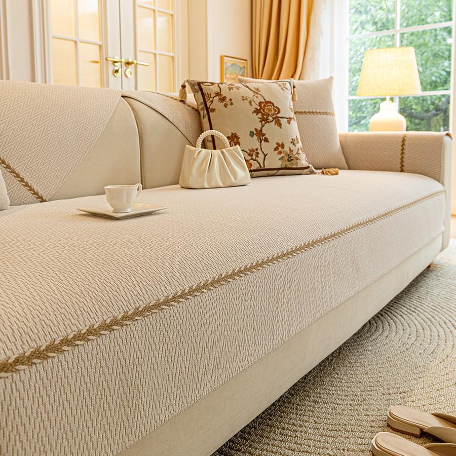 2025 French Cream Leather Sofa Cover: Elegant, Non-Slip, Year-Round Cushion Protector