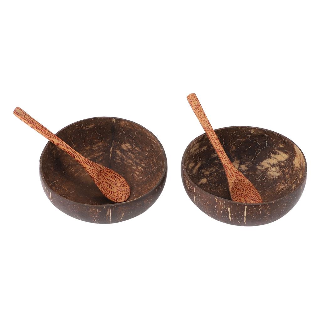2 Sets Old Coconut Shell Bowl Multipurpose Safe Healthy Heat Resistance Coconut Shell Bowl with