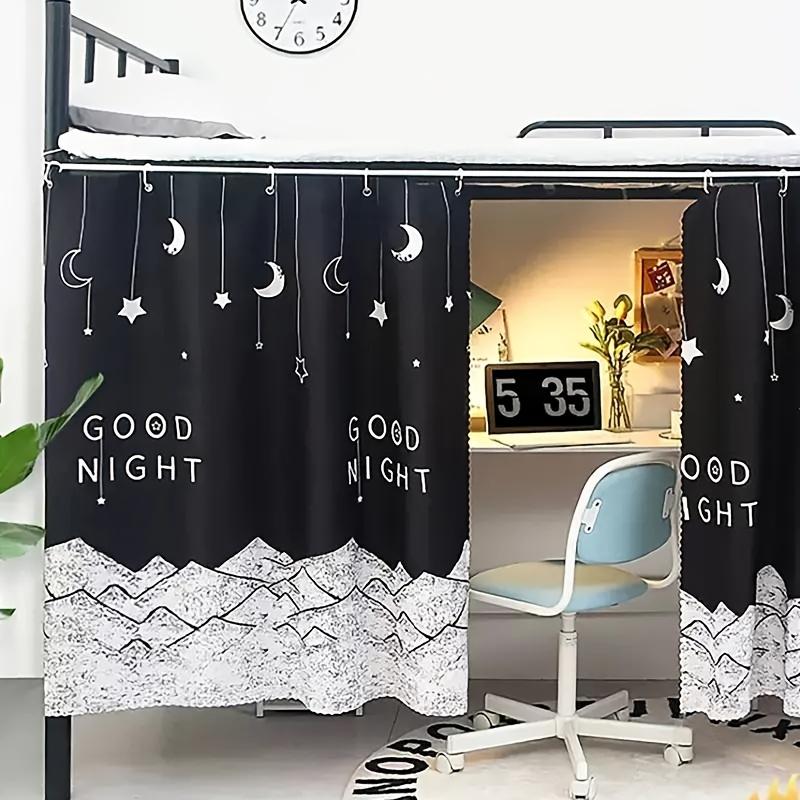 1 Bedroom Bed Curtain - Blackout, Star Patterned Room Partition, Lightweight Fabric, Perfect for Families and Dormitories