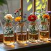 Nordic Style Clear Glass Vases Flower Bottles Retro Plant Jars for Home Desktop Wedding Decorative Flower Arrangement