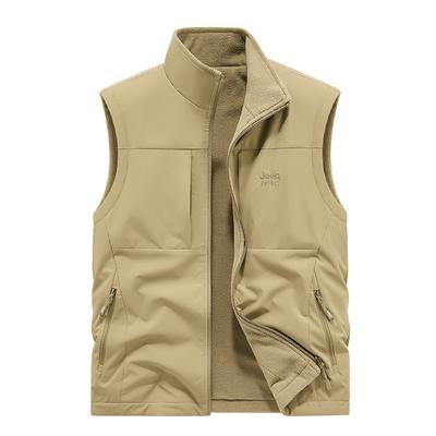 Spring and Autumn Men's New Outdoor Large Size Vest Sports Hiking Vest Solid Color Stand Collar Jacket