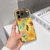 Lucky Start Phone Case For iPhone 17 16 15 14 13 12 11 Pro Max 16E Gold Electroplated glass shell  Sunflowers Cover
