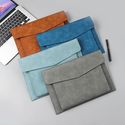 Document Bag A4 Envelope Folder Soft Faux Leather File Folder with Pen Insert And External Pocket Portable File Folder