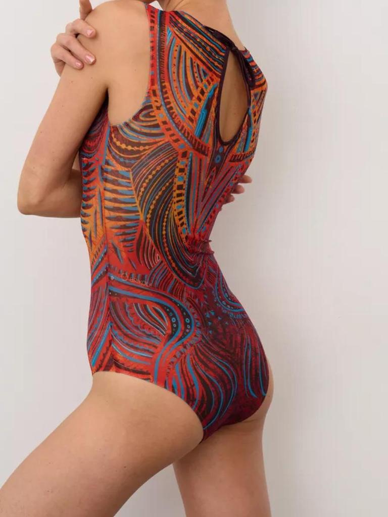 Dámské vícebarevné síťované jednodílné plavky s dlouhým rukávem a ochranou proti slunci