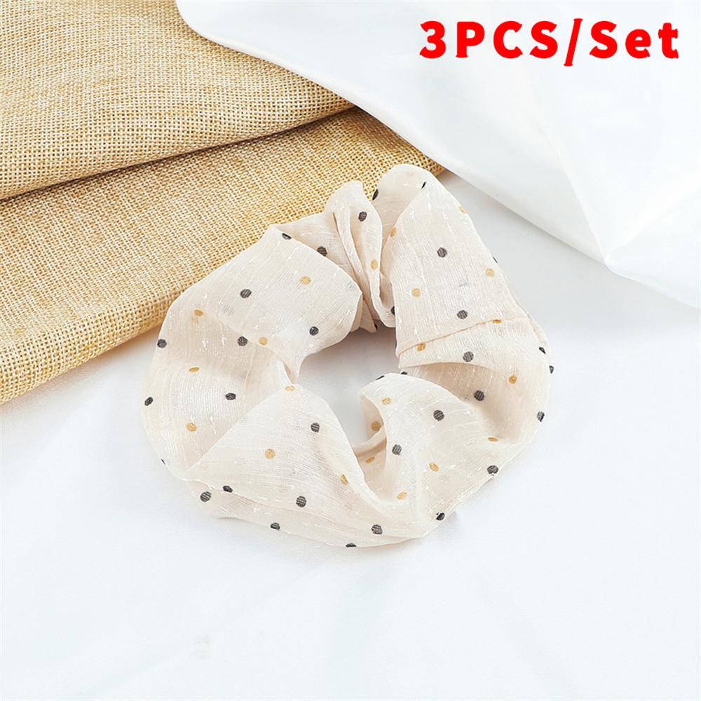 3 Stück Mode Mädchen Frauen Haarbänder Einfache Punkt Elastisches Leinen Garn Stirnband Haaraccessoires Haargummis Halter Scrunchie