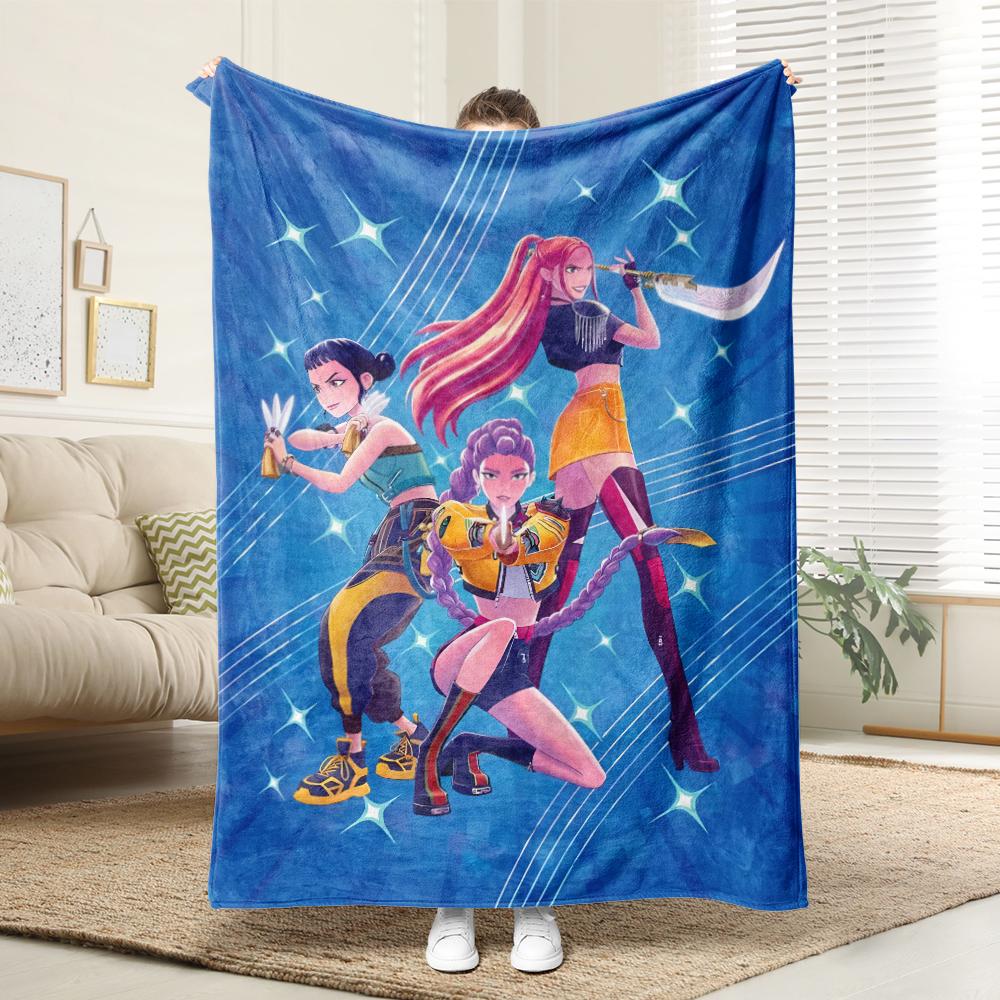 KPop Demon Hunters Colorful anime girl blanket: various shapes, fantasy patterns, comfortable and fashionable at home