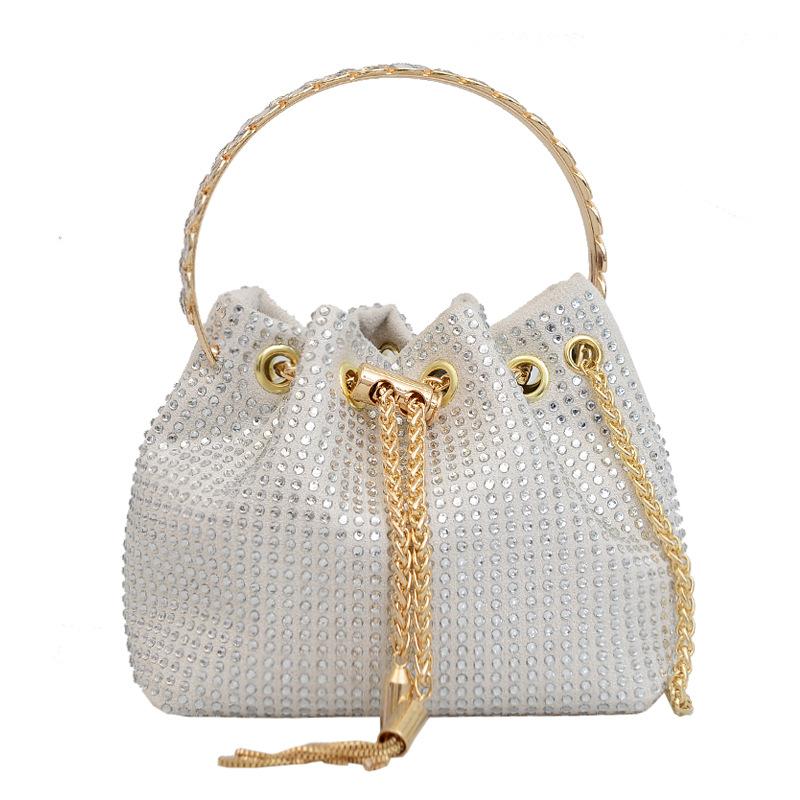 Women's niche temperament messenger bag ersatile diamond chain portable bucket bag ide dinner bag