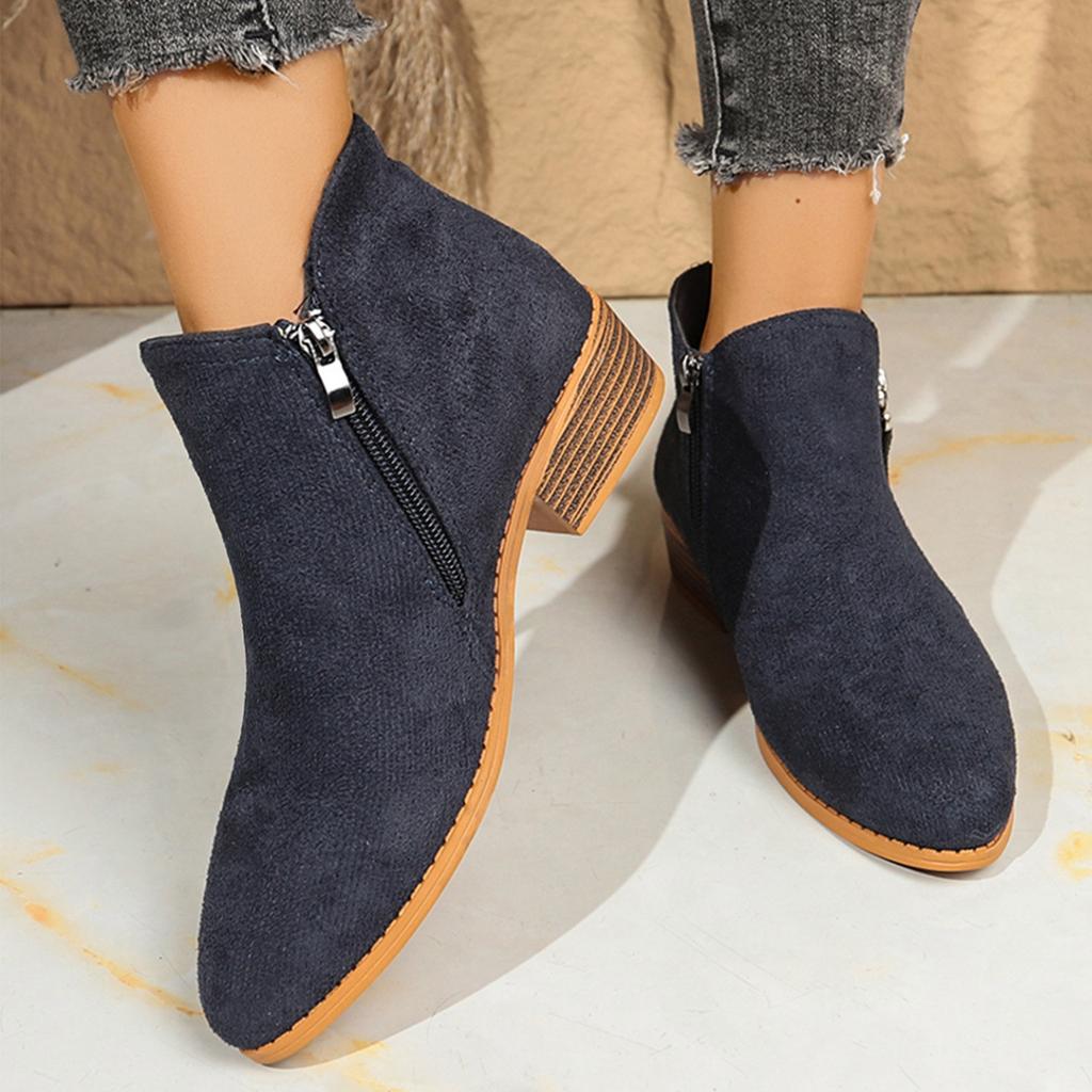 Women's Boots with Heel and Side Zipper