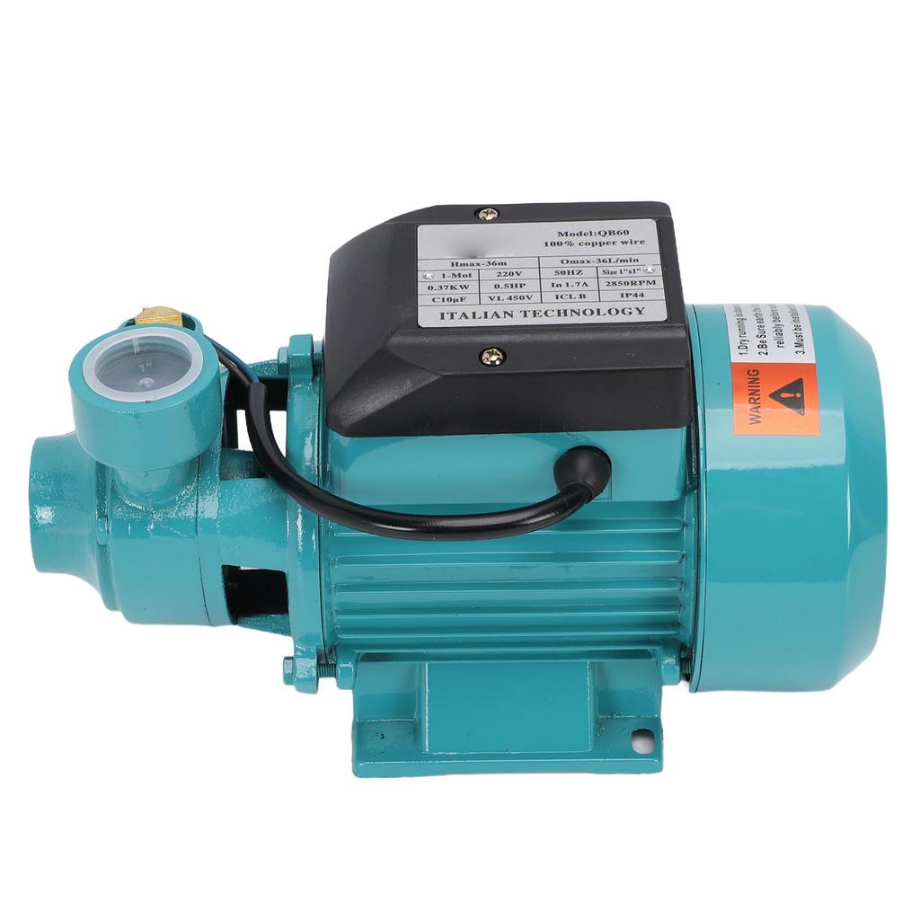 Centrifugal Pump 0.5 Horsepower 36m High Lift 36LPM Flowrate Self Priming Pump for Water Farm Irrigation