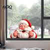 Christmas Scene Wall Decor Peeking Santa Claus Static Window Cling 3D Effect Holiday Glass Clings Sticker Reusable Decal for Home Xmas Party