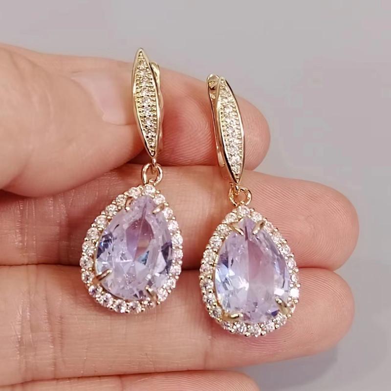 Weiße tropfenförmige Kristallzirkon-Tropfenohrringe für Frauen 2023 neue Goldfarbe Hochzeit Verlobungsohrring Luxus Party Schmuck Zubehör