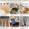 44-Piece Silicone & Wood Handle Kitchenware Set - Non-stick Cooking Spatula, Soup Ladle, and Tableware Tools