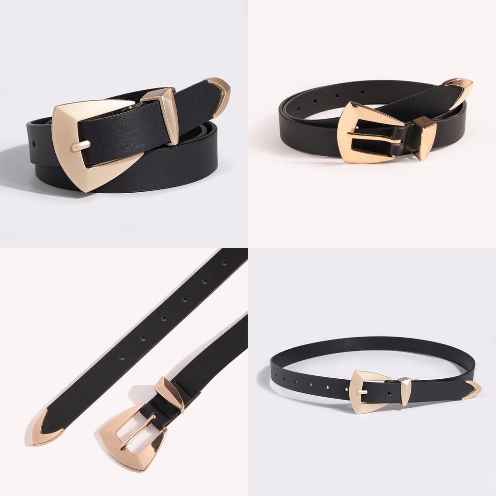 Geometric Pu Leather Belt For Women With Alloy Buckle Fashion Waist Accessory For Spring