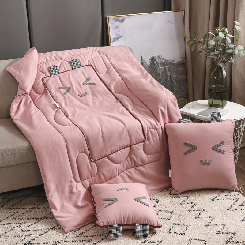 Vier Jahreszeiten Hautfreundliche Katze Kissen Decke - 3D Bestickt Rockgrau Gewaschene Baumwolle