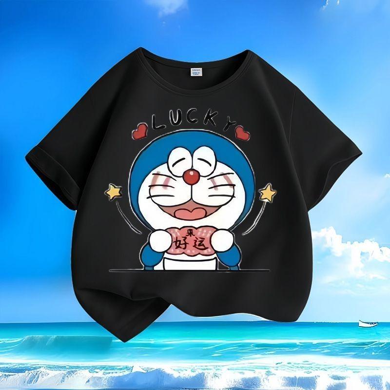 Doraemon Cartoon Children s T-Shirt Summer New Loose Round Neck Casual Fashion Short Sleeve 100