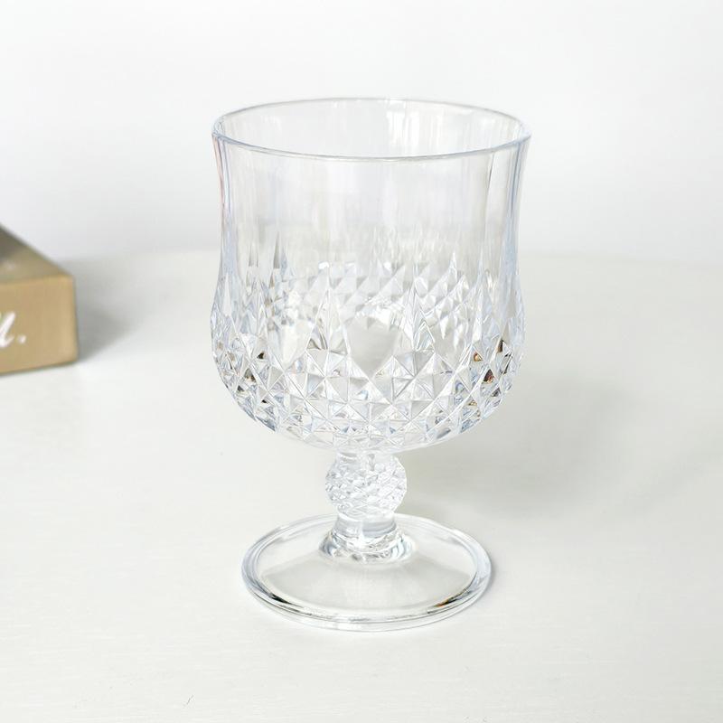 Shatterproof Vintage Plastic Champagne Glasses Cut Goblet Unbreakable Reusable Cocktail Cup for Catering Event Outdoor Travel A3