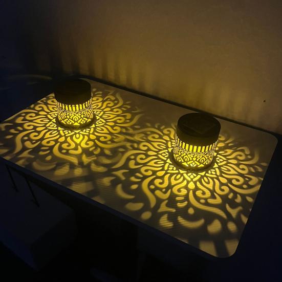 Decorative Solar Lights Metal Hollow Pattern Outdoor Step Wall Lights Weather-Resistant Landscape Lamp Waterproof Fence Lights for Garden Post Patio