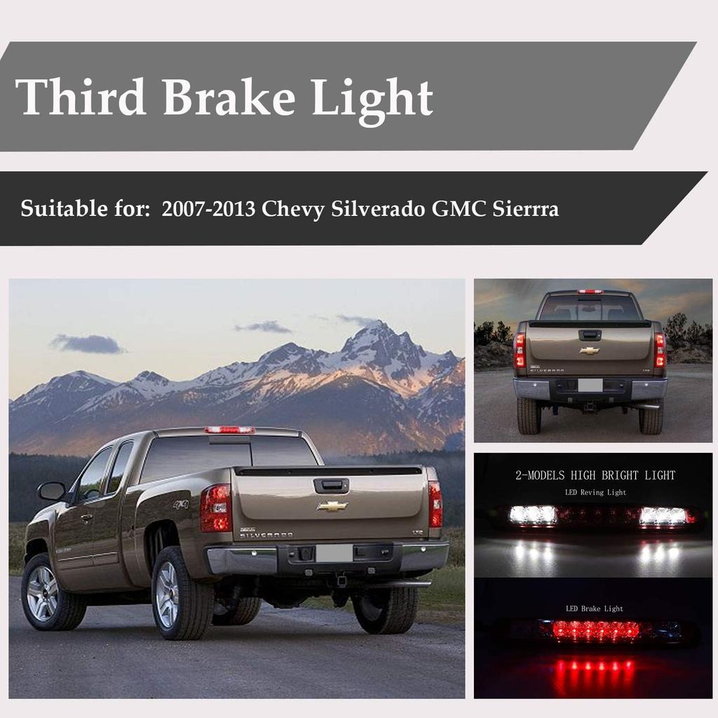 Third Brake Light LED High Mount Stop Light Center 3rd Rear Tail Cargo Light for 2007-2013 Chevy Silverado GMC Sierra