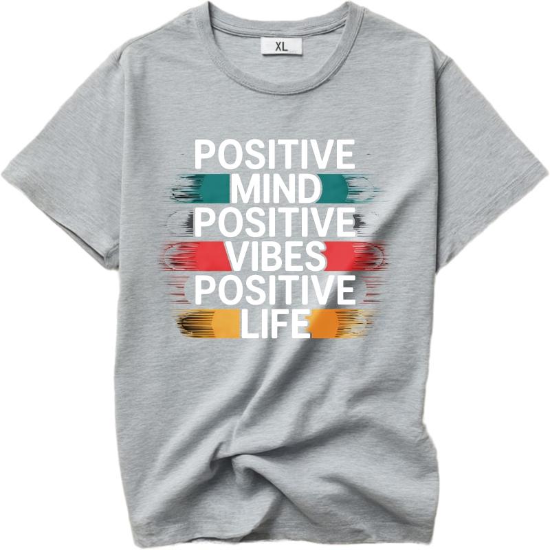 Anime For Unisex Summer Tshirt Positive Mind Positive Vibes Positive Life Short Sleeve Rock Crew Neck For Her Top Tees