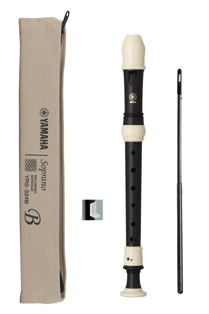 YAMAHA Soprano Recorder Baroque Ebony Tone Finger Cleaning Stick Recorder Cream Cloth Case Fingering Table ABS Resin YRS-324B