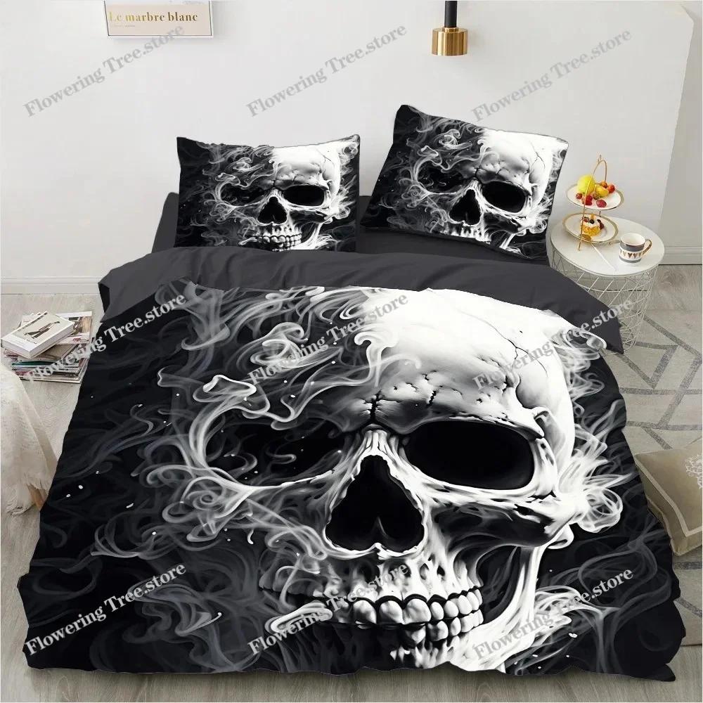 Set Biancheria da Letto Teschio Nero Set Copripiumino Cartone Animato Matrimoniale Queen King Singolo Matrimoniale Copripiumino Set Bambini Bambine Biancheria da Letto Bianca029