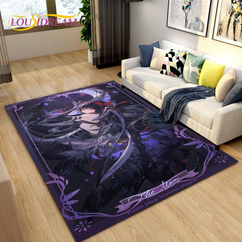 Puella Magi Madoka Magica Cartoon Area Rug,Carpet Rug for Living Room Bedroom Sofa Doormat Decoration, Kids Non-slip Floor Mat